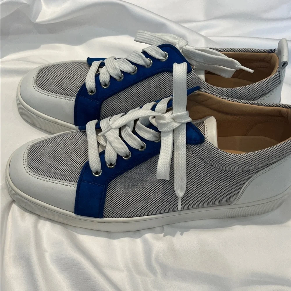 Christian Louboutin White and Blue Men's Athletic Sneakers